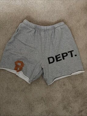 Gallery Dept. Wide-Leg Printed Distressed Cotton-Jersey Shorts